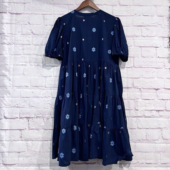 Bombay Paisley Babydoll Dress Embroidered Floral Puff Sleeve Size Small Boho - Picture 2 of 9